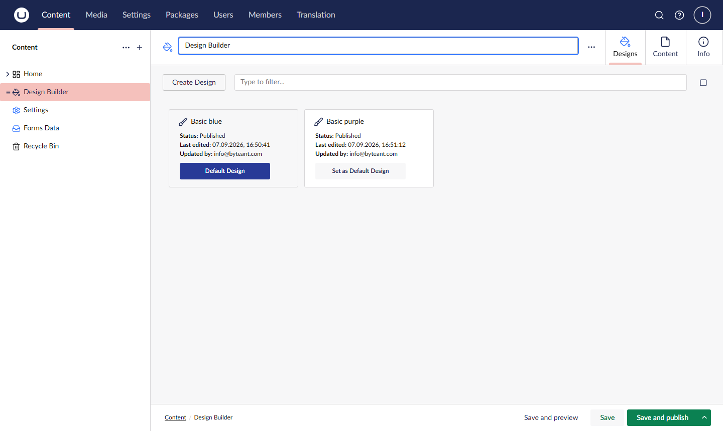 Design Builder v17 - designs