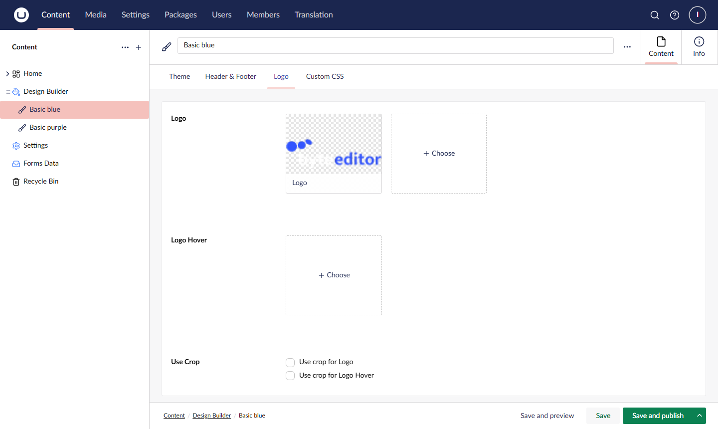 Design Builder v17 - Logo tab