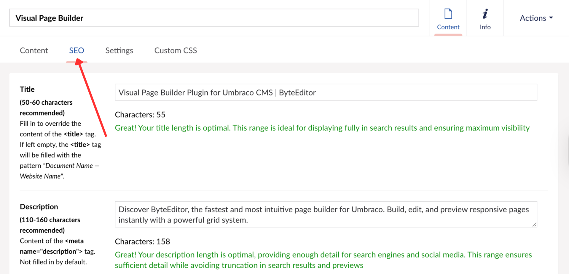 How to optimize your Umbraco page for SEO with ByteEditor