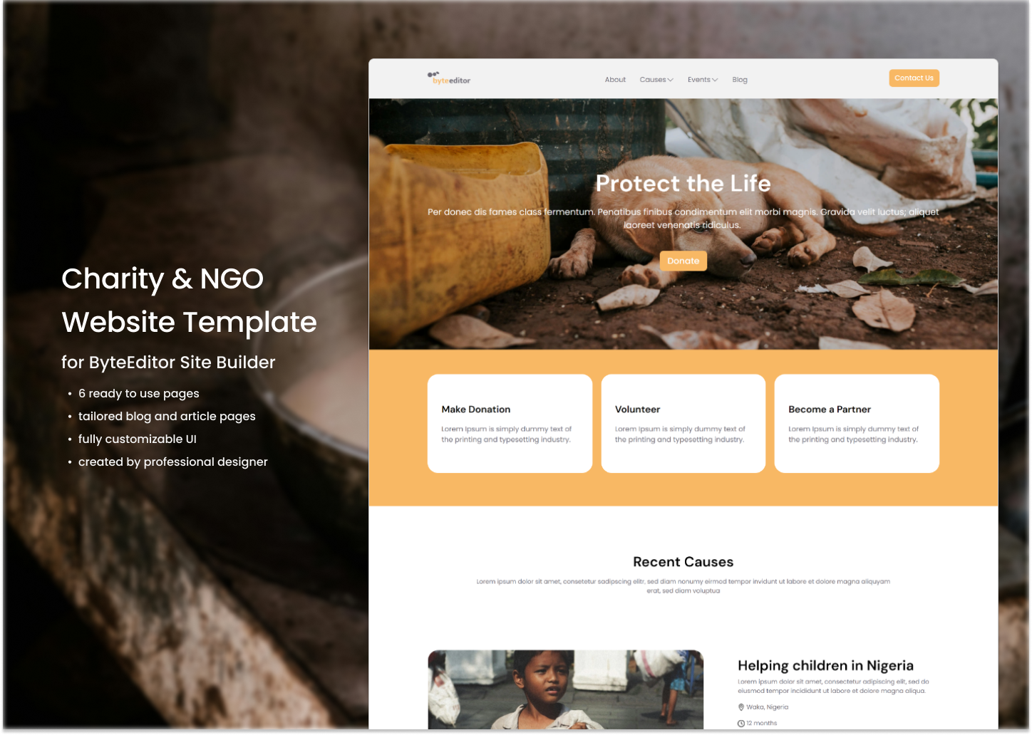 NGO & Charity Website Starter Kit & Template for Umbraco - ByteEditor